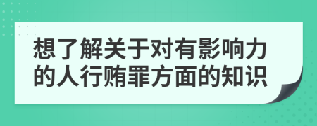 想了解關(guān)于對(duì)有影響力的人行賄罪方面的知識(shí)