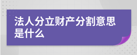 法人分立財(cái)產(chǎn)分割意思是什么