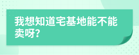 我想知道宅基地能不能賣呀？