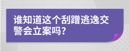 誰(shuí)知道這個(gè)刮蹭逃逸交警會(huì)立案嗎？