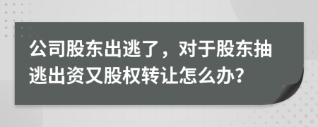 公司股東出逃了，對(duì)于股東抽逃出資又股權(quán)轉(zhuǎn)讓怎么辦？
