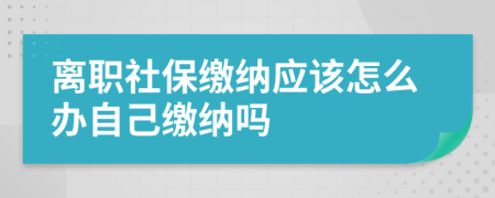 離職社保繳納應(yīng)該怎么辦自己繳納嗎