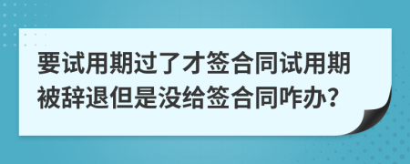 要試用期過(guò)了才簽合同試用期被辭退但是沒(méi)給簽合同咋辦？