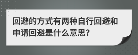 回避的方式有兩種自行回避和申請回避是什么意思？