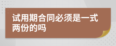 試用期合同必須是一式兩份的嗎