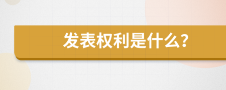 發(fā)表權(quán)利是什么？