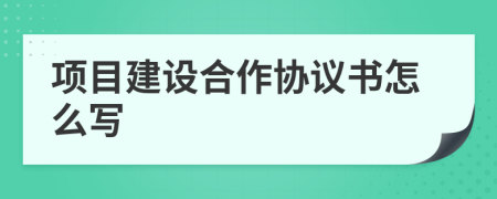 項(xiàng)目建設(shè)合作協(xié)議書怎么寫
