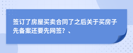 簽訂了房屋買(mǎi)賣(mài)合同了之后關(guān)于買(mǎi)房子先備案還要先網(wǎng)簽？、