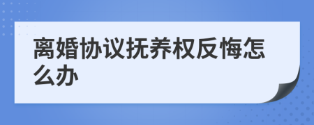 離婚協(xié)議撫養(yǎng)權(quán)反悔怎么辦