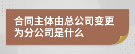 合同主體由總公司變更為分公司是什么