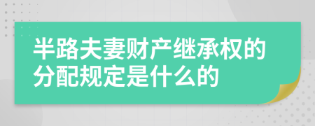 半路夫妻財產(chǎn)繼承權(quán)的分配規(guī)定是什么的