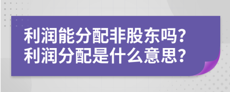利潤能分配非股東嗎？利潤分配是什么意思？