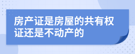 房產(chǎn)證是房屋的共有權證還是不動產(chǎn)的