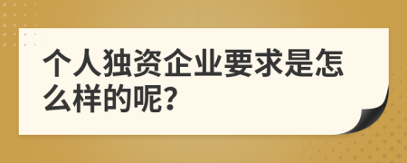 個人獨(dú)資企業(yè)要求是怎么樣的呢？