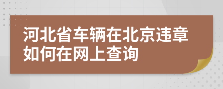 河北省車輛在北京違章如何在網上查詢