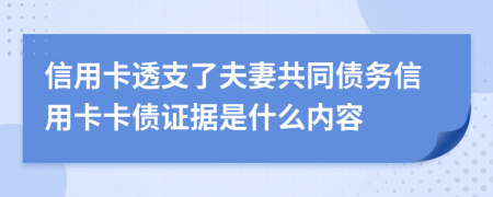 信用卡透支了夫妻共同債務信用卡卡債證據(jù)是什么內(nèi)容