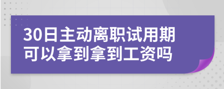 30日主動離職試用期可以拿到拿到工資嗎