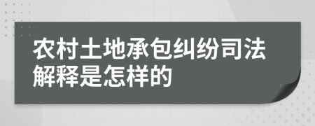 農(nóng)村土地承包糾紛司法解釋是怎樣的
