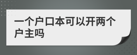 一個戶口本可以開兩個戶主嗎