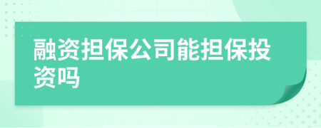 融资担保公司能担保投资吗