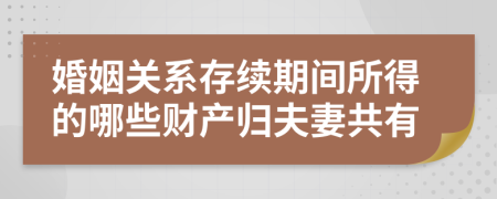 婚姻關(guān)系存續(xù)期間所得的哪些財產(chǎn)歸夫妻共有