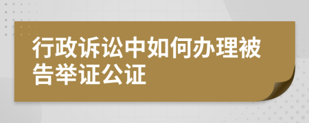 行政訴訟中如何辦理被告舉證公證
