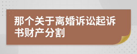 那個關(guān)于離婚訴訟起訴書財產(chǎn)分割