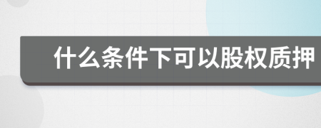什么條件下可以股權(quán)質(zhì)押