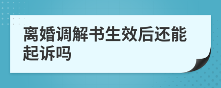 離婚調(diào)解書生效后還能起訴嗎