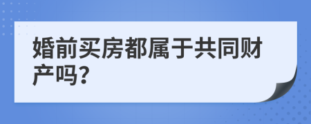 婚前買房都屬于共同財(cái)產(chǎn)嗎？