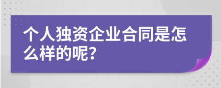 個(gè)人獨(dú)資企業(yè)合同是怎么樣的呢？