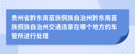 貴州省黔東南苗族侗族自治州黔東南苗族侗族自治州交通違章在哪個地方的車管所進行處理
