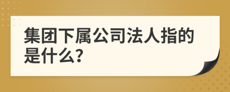 集團下屬公司法人指的是什么？
