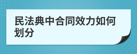 民法典中合同效力如何劃分