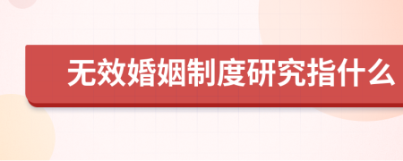 無(wú)效婚姻制度研究指什么