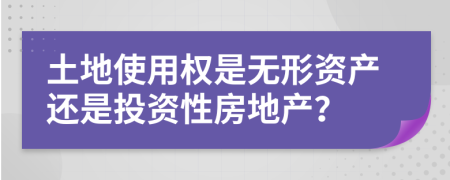 土地使用權(quán)是無形資產(chǎn)還是投資性房地產(chǎn)？