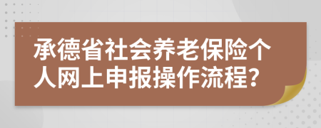 承德省社會(huì)養(yǎng)老保險(xiǎn)個(gè)人網(wǎng)上申報(bào)操作流程？
