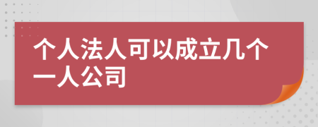個人法人可以成立幾個一人公司