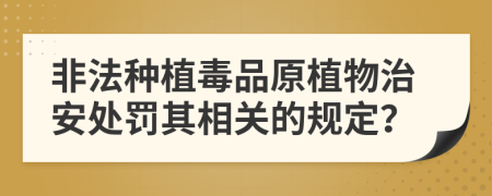 非法種植毒品原植物治安處罰其相關(guān)的規(guī)定？