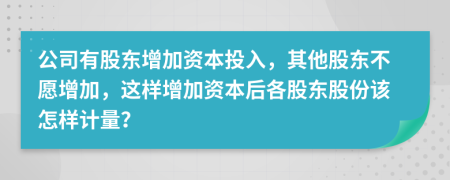 公司有股東增加資本投入，其他股東不愿增加，這樣增加資本后各股東股份該怎樣計量？