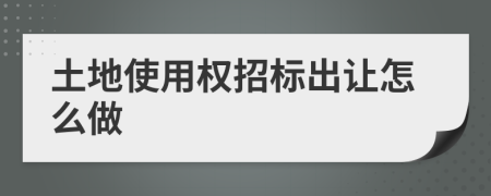土地使用權招標出讓怎么做