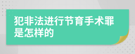 犯非法進(jìn)行節(jié)育手術(shù)罪是怎樣的