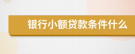 銀行小額貸款條件什么