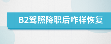 B2駕照降職后咋樣恢復(fù)