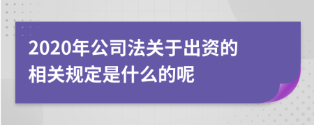 2020年公司法關(guān)于出資的相關(guān)規(guī)定是什么的呢