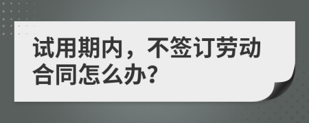 試用期內，不簽訂勞動合同怎么辦？