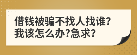 借錢被騙不找人找誰？我該怎么辦?急求？