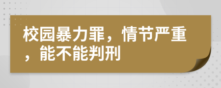校園暴力罪，情節(jié)嚴(yán)重，能不能判刑