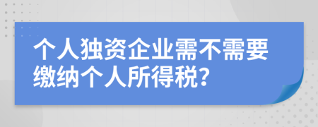 個人獨資企業(yè)需不需要繳納個人所得稅？