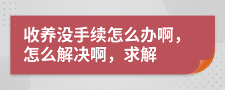 收養(yǎng)沒手續(xù)怎么辦啊，怎么解決啊，求解